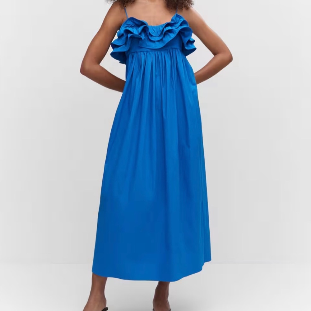 Mango ruffle top midi dress